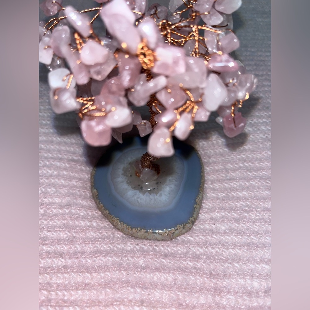 Rose Quartz Crystal Tree on a Agate Slide - Picture 4 of 5